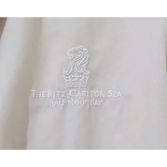 Ritz Carlton Spa Half Moon Bay Bath Robe L/XL Tan Vintage Shawl Collar W/ Belt U - Picture 12 of 13